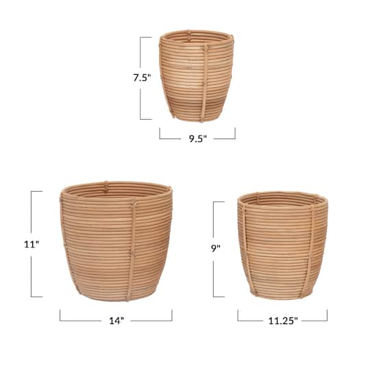 Hello Honey® Hand Woven Rattan Basket Set